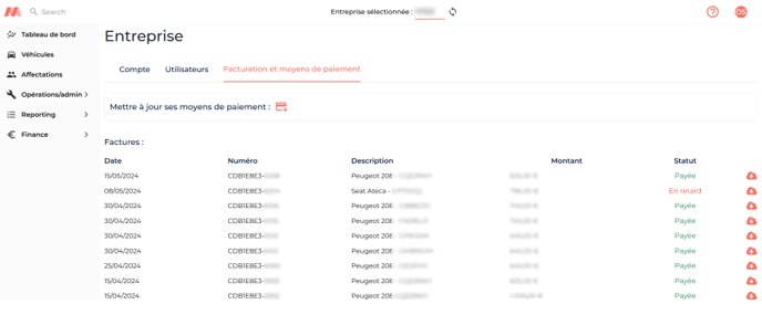 Invoices and payment method